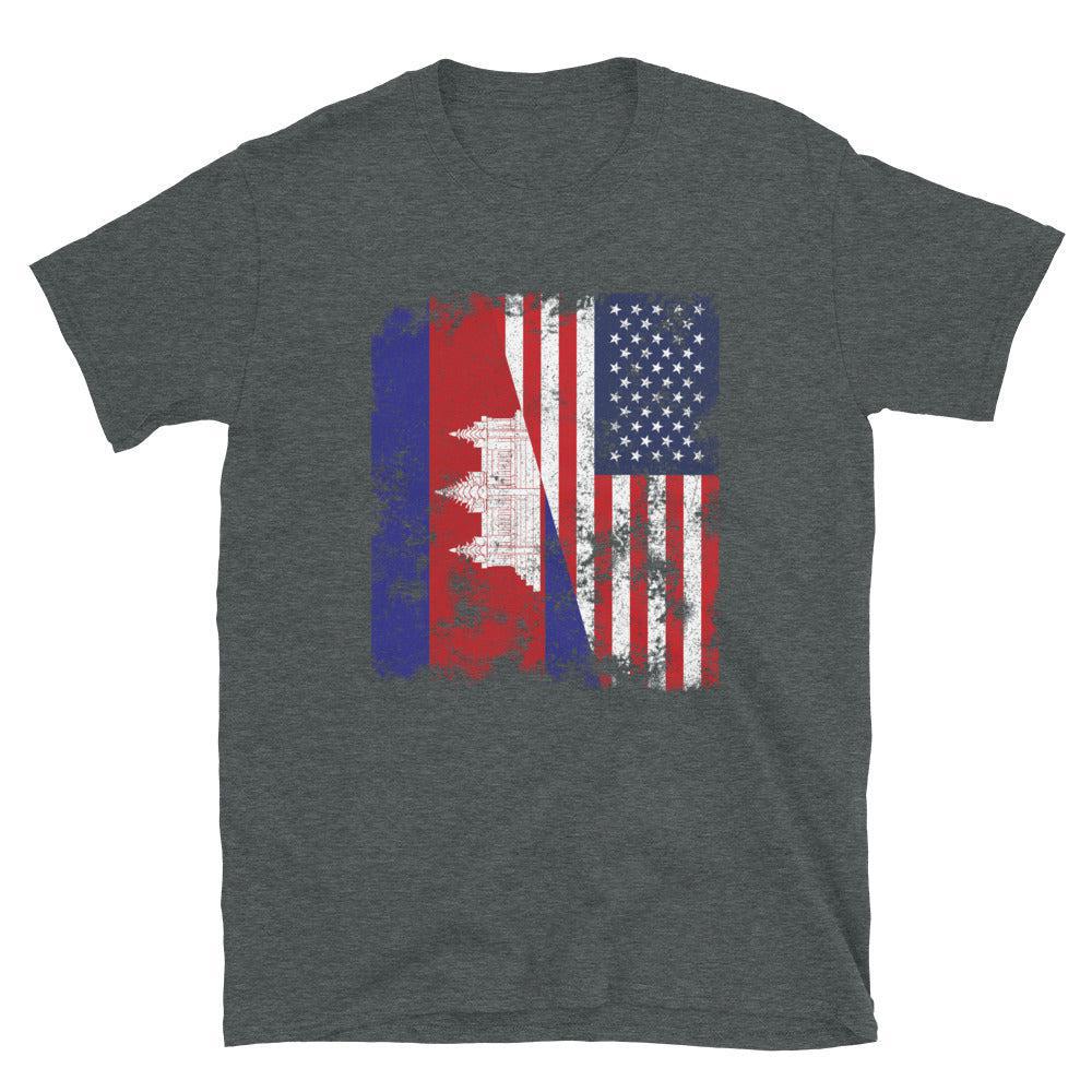 Cambodia USA Flag - Half American T-Shirt