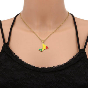 Mali Flag Map Necklace