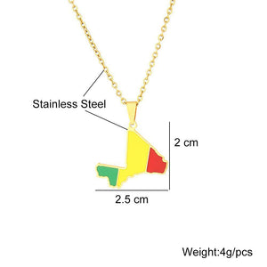 Mali Flag Map Necklace