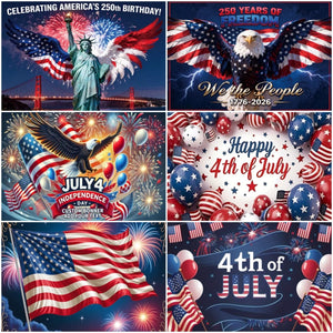 4th of July Banners - 90x150cm(3x5ft) - 120x180cm(4x6ft)) - Independence Day Backdrops