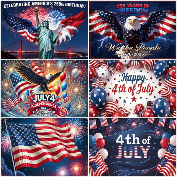 4th of July Banners - 90x150cm(3x5ft) - 120x180cm(4x6ft)) - Independence Day Backdrops