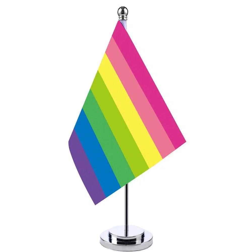 7 Color Pride Desk Flag - Small LGBT+ Table Flag - Flag Nation