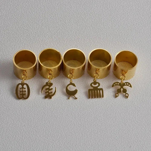 Adinkra Ring Collection - African Gye Nyame Symbol Pendant