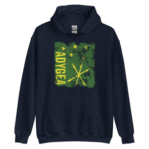 Adygea Flag Distressed Hoodie