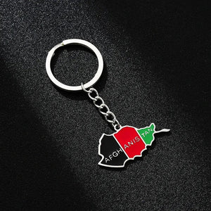 Afghanistan Flag Map Keychain