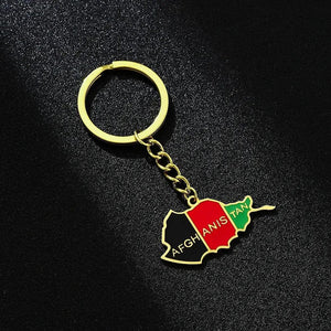 Afghanistan Flag Map Keychain