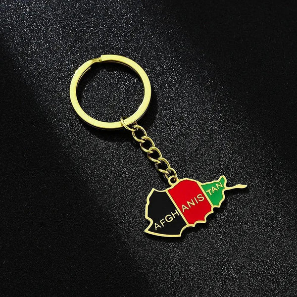 Afghanistan Flag Map Keychain