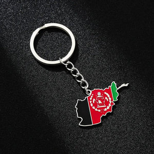 Afghanistan Flag Map Keychain