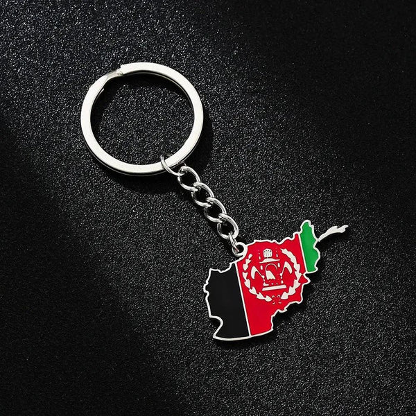 Afghanistan Flag Map Keychain