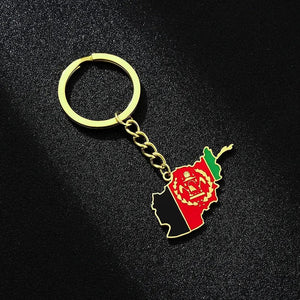 Afghanistan Flag Map Keychain