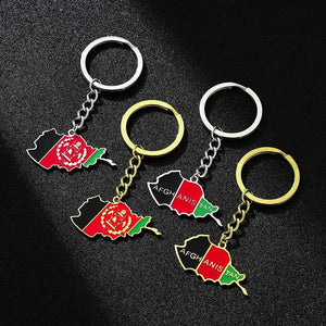 Afghanistan Flag Map Keychain