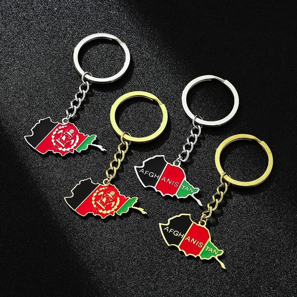 Afghanistan Flag Map Keychain