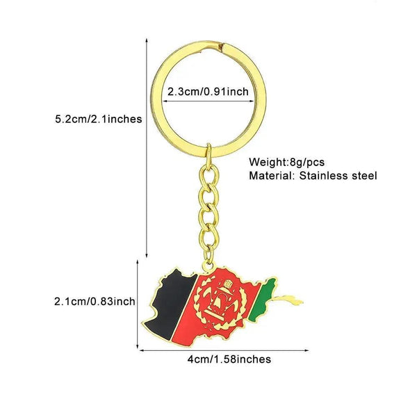 Afghanistan Flag Map Keychain