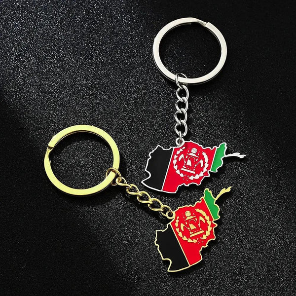 Afghanistan Flag Map Keychain