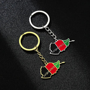 Afghanistan Flag Map Keychain