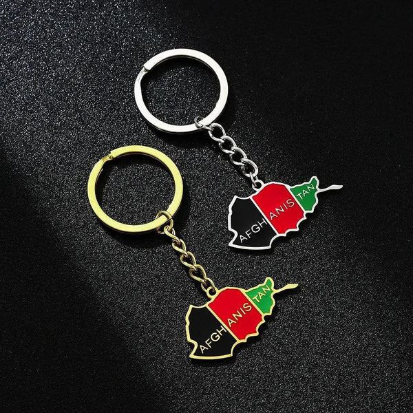 Afghanistan Flag Map Keychain