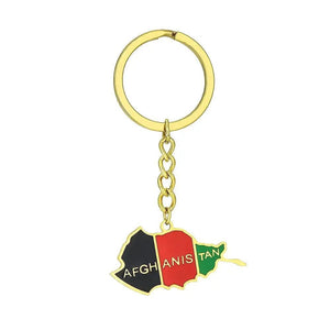 Afghanistan Flag Map Keychain