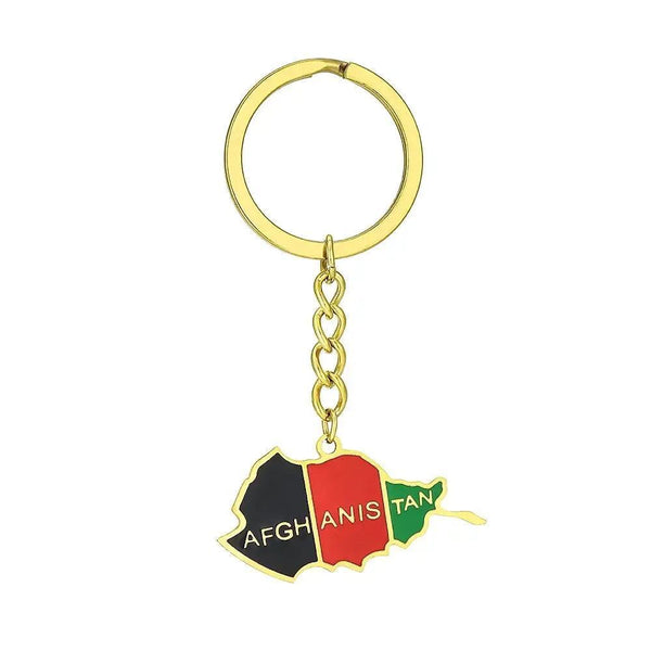 Afghanistan Flag Map Keychain
