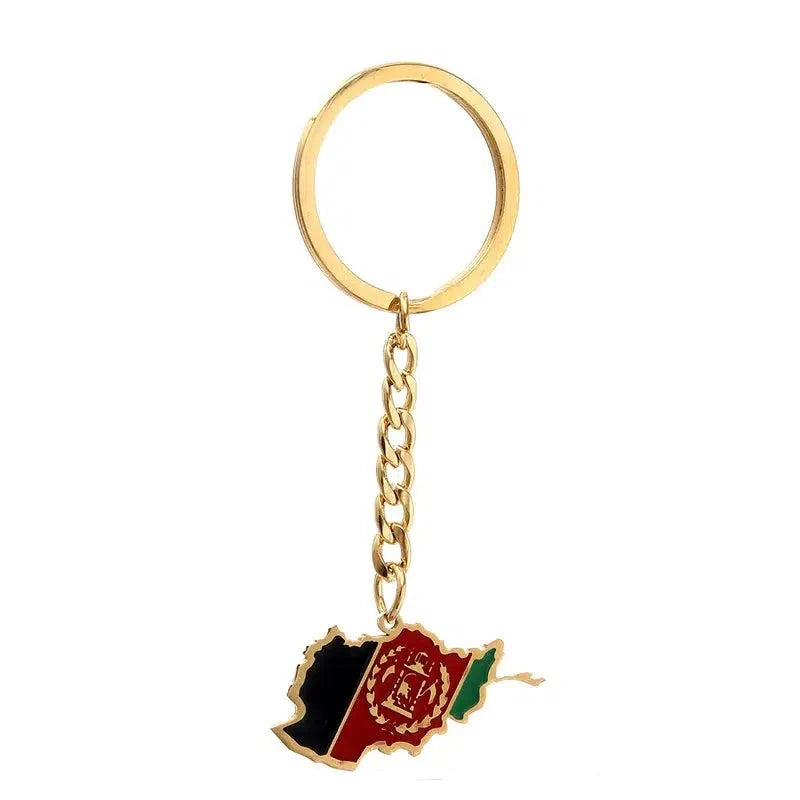 Afghanistan Flag Map Keychain Collection