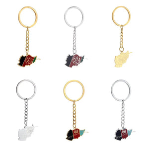 Afghanistan Flag Map Keychain Collection