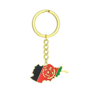 Afghanistan Flag Map Keychain