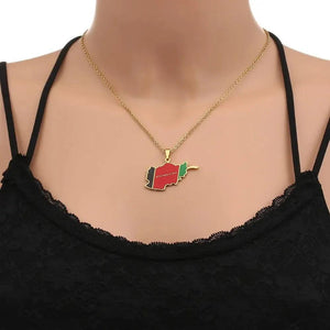 Afghanistan Flag Map Necklace