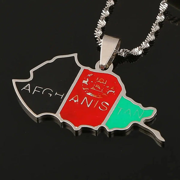 Afghanistan Flag Map Necklace