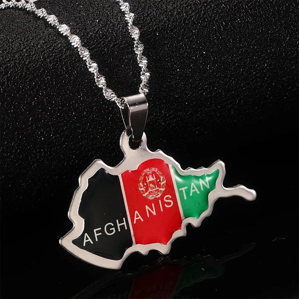 Afghanistan Flag Map Necklace