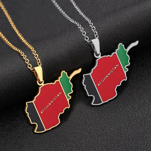 Afghanistan Flag Map Necklace