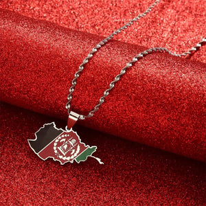 Afghanistan Flag Map Necklace