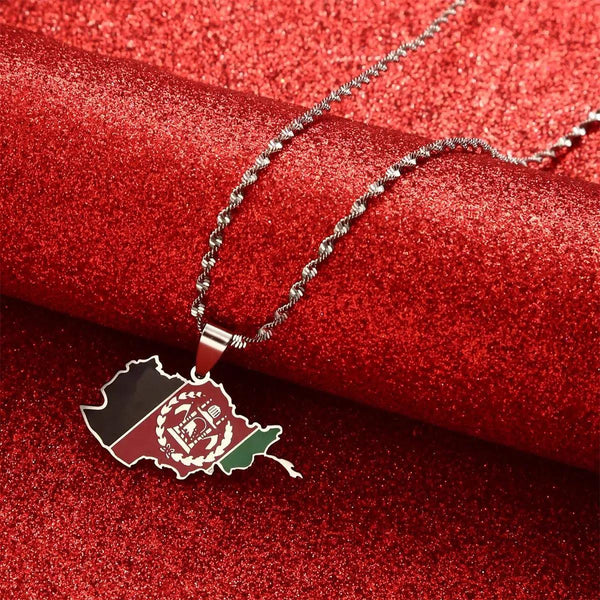 Afghanistan Flag Map Necklace
