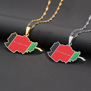 Afghanistan Flag Map Necklace