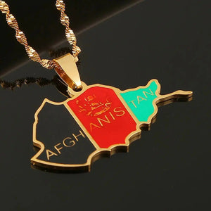 Afghanistan Flag Map Necklace