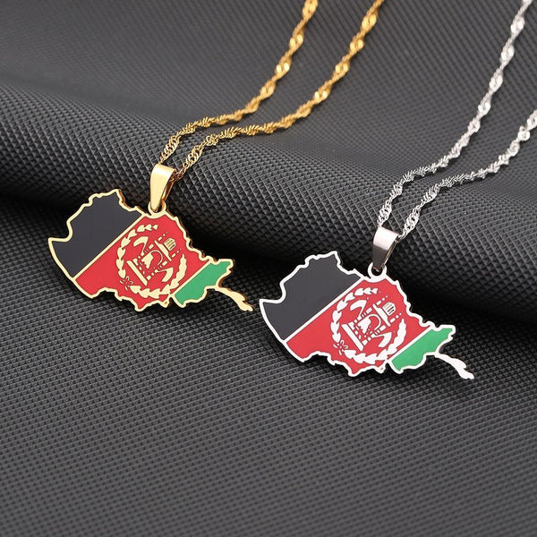 Afghanistan Flag Map Necklace