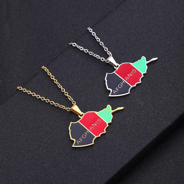 Afghanistan Flag Map Necklace