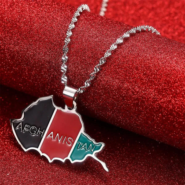 Afghanistan Flag Map Necklace