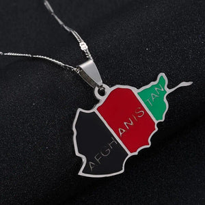 Afghanistan Flag Map Necklace