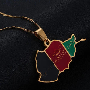 Afghanistan Flag Map Necklace