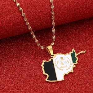Afghanistan Flag Map Necklace