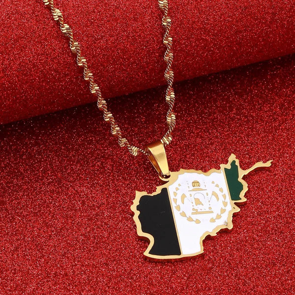 Afghanistan Flag Map Necklace