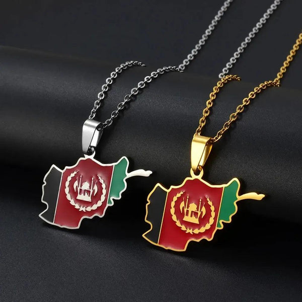 Afghanistan Flag Map Necklace