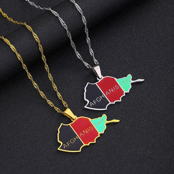 Afghanistan Flag Map Necklace