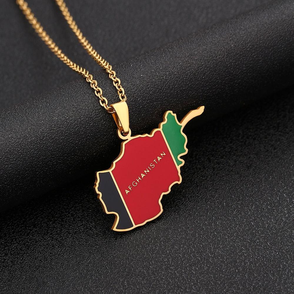 Afghanistan Flag Map Necklace