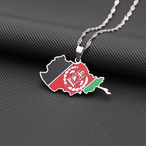 Afghanistan Flag Map Necklace