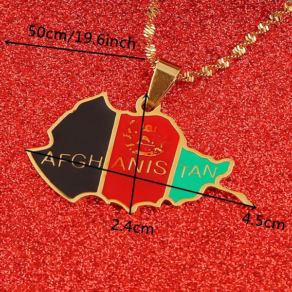 Afghanistan Flag Map Necklace