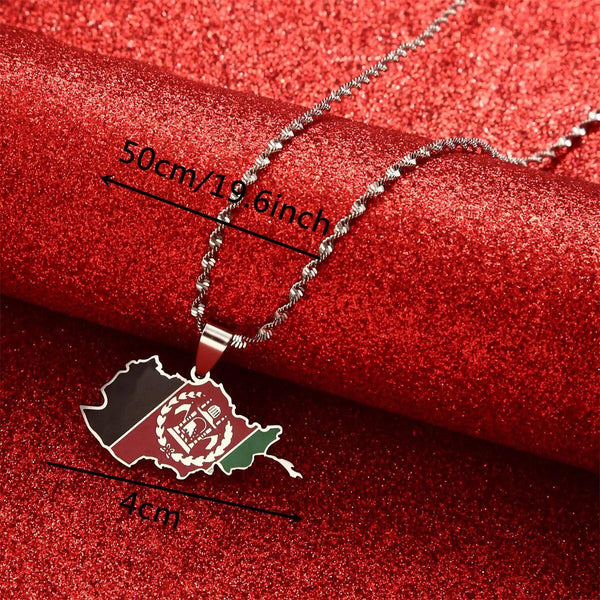 Afghanistan Flag Map Necklace