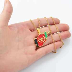 Afghanistan Flag Map Necklace