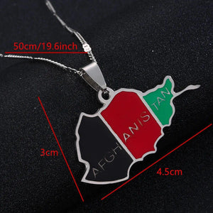 Afghanistan Flag Map Necklace