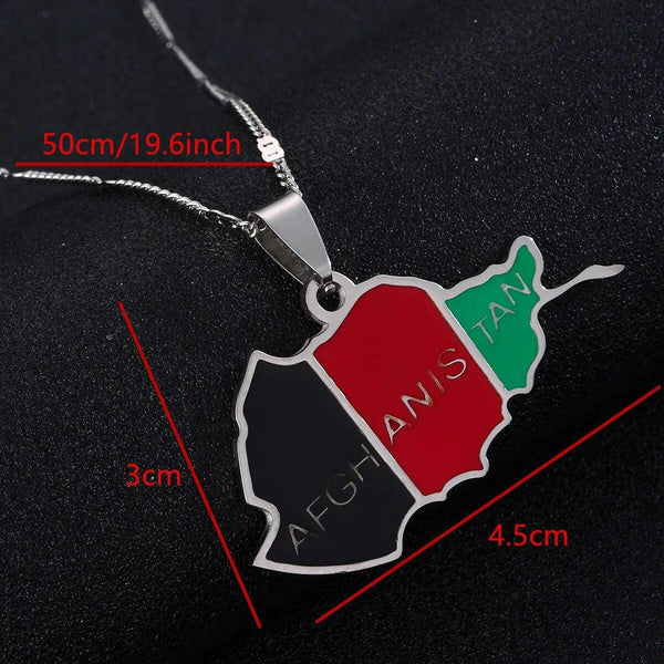 Afghanistan Flag Map Necklace