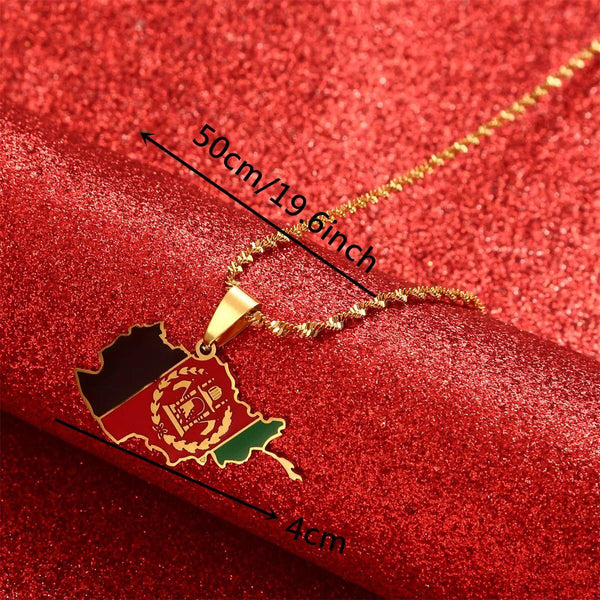 Afghanistan Flag Map Necklace